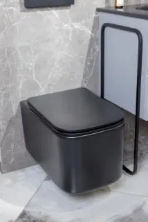 Подвесной унитаз Boheme Mane 970-SET-B безободковый чёрный матовый